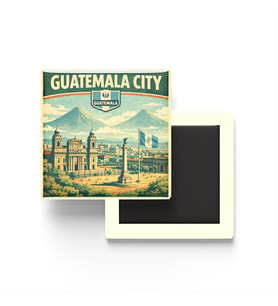 Retro Guatemala Guatemala Şehri Temalı Vintage Buzdolap Magneti – 9x9 cm