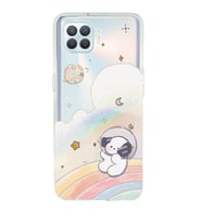 Oppo Reno 4 Lite Uyumlu Sevimli Köpek Desenli Şeffaf Telefon Kılıfı