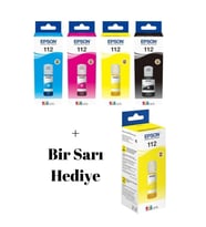 112 Ecotank L11160 Siyah Ve Renkli Orjinal Mürekkep seti + 1 Bir Sarı Hediye A1-01-s-119