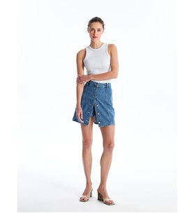 LCW Jeans İndigo Standart Fit Kadın Jean Şort Etek