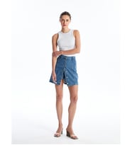 LCW Jeans İndigo Standart Fit Kadın Jean Şort Etek