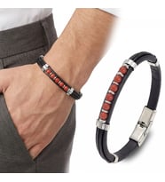 Moncuk Design Kırmızı Akik Taşlı Deri Bileklik 33511G6D4M
