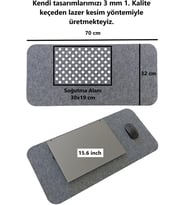 Keçe Masa Üstü Mouse Pad ve Bilgisayar Düzenleyici 70x32 cm – Antibakteriyel Masa Matı, Doğal Keçe Mat, Koruyucu Altlık, Ofis ve Ev için Minimalist Tasarım (açık gri)
