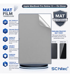 SChitec Apple MacBook Pro Retina 13 Uyumlu Ön Yüzey Mat Hidrojel Ekran Koruyucu
