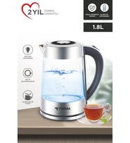 Torima TY-S888-040 Cam Ledli Kettle 1500W 1.8L Su Isıtıcı (Beyaz)