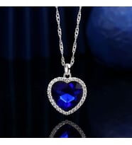 Monemel Swarovski Mavi Kalp  Kolye (Altın Kaplama) SEVGILIYE HEDIYE