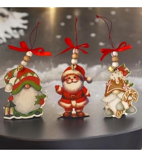 Boncuklu 3 Lü Yılbaşı Süsü Noel Babalar-