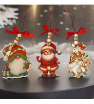 Boncuklu 3 Lü Yılbaşı Süsü Noel Babalar-