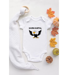 Özel Tasarım Yavru Kartal Beşiktaş Bebek Body Beyaz Badi Zıbın U5193-2