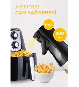 200 ml Airfryer Sprey Yağdanlık Zeytinyağı Sirke Yağ Püskürtmeli Damlatmaz Cam Şişe Şişesi (Şeffaf)