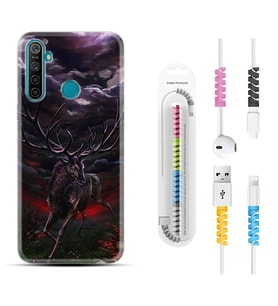 Realme 5i 5 Pro 6i 7 Pro 8 Kılıf Kablo Koruma Spiral Silikon Dark Deer 1786