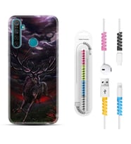 Realme 5i 5 Pro 6i 7 Pro 8 Kılıf Kablo Koruma Spiral Silikon Dark Deer 1786
