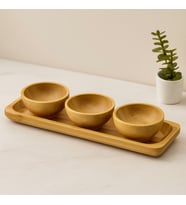 Bambu Lokumluk ve Çerezlik Seti 3'lü Sunum Tepsili (6 cm)