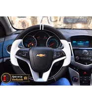 Chevrolet Cruze Dikme Direksiyon Kılıfı Delikli Deri Parlak Siyah Beyaz Detay Çift Yüzük ve Dikiş 2008-2016