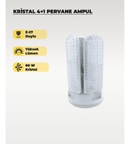 60W Kristal Pervane 4+1 Kanatlı Ampul 6500K Beyaz Işık