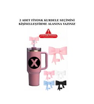 Stanley Uyumlu 2 Adet Kurdeleli Termos Süsü/Kurdele Pipet Tıpası/Pipet Kapağı (Çok Renkli)