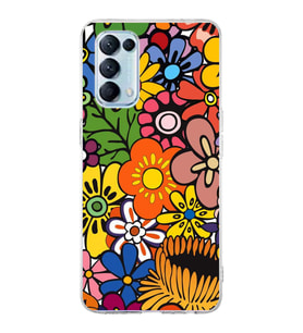 PrintiFy Oppo Reno 5  ile Uyumlu 1mm Slim Fit Retro Renkler 2 Baskılı Şeffaf  Kılıf