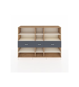 Hyperion Dolap 9 Raflı 3 Çekmeceli  220x44x163 Çam-Aytaşı/Antrasit