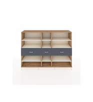 Hyperion Dolap 9 Raflı 3 Çekmeceli  220x44x163 Çam-Aytaşı/Antrasit