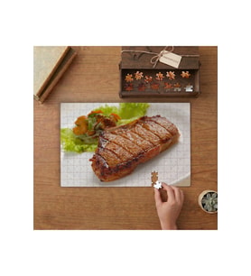 Izgara Et ve Salata Tabaği Tasarımı 240 parça Ahşap Puzzle Ahşap Kutuda MP01741