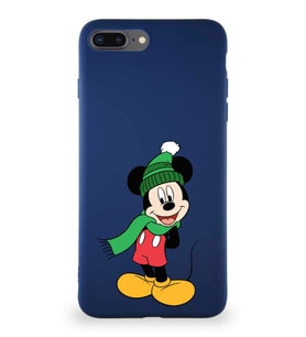 Apple iPhone 8 Plus Soft Premier Kapak Mickey Mouse-G Tasarımlı Silikon Kılıf - Lacivert (Şeffaf)