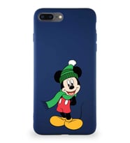 Apple iPhone 8 Plus Soft Premier Kapak Mickey Mouse-G Tasarımlı Silikon Kılıf - Lacivert (Şeffaf)
