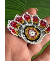 7X5 CM EL ÖRGÜSÜ RENKLİ GÖZ AAPLİKE DİKİŞ GİYİM AKSESUARI