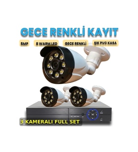 NovaVision Elite-3 Pro AI Destekli Full Color 3'lü Akıllı Gözetim Paketi