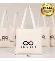 Logonuza Özel 20 Adet Ham Bez Yatay Omuz Askılı Çanta 35x30 cm - Promosyon Logo Baskılı Ham Bez Çanta