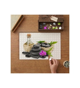 Spa Taşları Yağ Bitkiler Tasarımı 240 parça Ahşap Puzzle Ahşap Kutuda MP00565