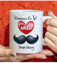 BK Gift Kişiye Özel Dünyanın En İyi Amcası Tasarımlı Beyaz Kupa Bardak, Doğum Günü Hediyesi