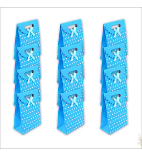 El Geçmeli Karton Çanta 26 x 19 x 9 cm, Puanlı Mavi - 12 Adet (STD)