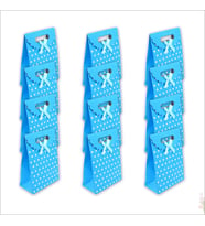 El Geçmeli Karton Çanta 26 x 19 x 9 cm, Puanlı Mavi - 12 Adet (STD)
