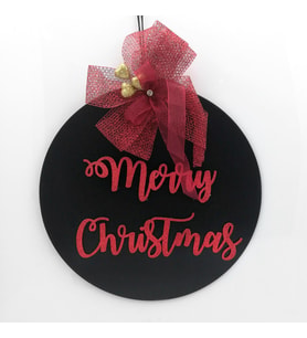 Lora Davet Ahşap Kapı Süsü Merry Christmas (1 Adet) Siyah - 54295
