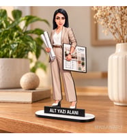 Kişiye Özel İç Mimar Karikatürlü 18 cm MDF Masaüstü Biblo - İç Mimar Hediyesi Mühendise ve Teknik Meslek Sahibine Hediye