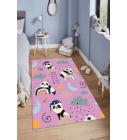 Dijital Baskılı Kaymaz Taban Yıkanabilir Kolay Temizlenir Modern Çocuk Odası Halısı NDÇ-HP-614 (Pembe)