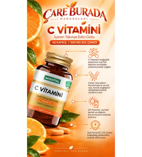 Aksuvital C Vitamini Takviye Edici Gıda 60 Tablet 500 Mg (Çinko & D3)