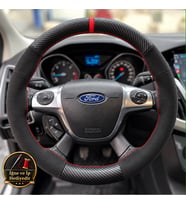 Ford Kuga Mk2 Dikme Direksiyon Kılıfı Alcantara Süet Mat Karbon Kırmızı Yüzük ve Dikiş 2012-2019