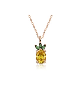 ?Gümüş Rose Ananas Figür Meyve Kolye CSR2181198