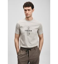 Lufian 111020307 Sımbad Modern Grafik T- Shirt Erkek T-Shirt (Bej)
