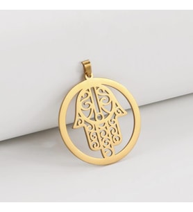 Kişiye Özel 925 Ayar Gümüş Fatma Ana Eli Kolye Ucu (Gold)