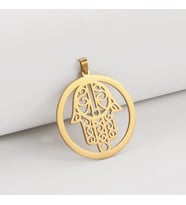 Kişiye Özel 925 Ayar Gümüş Fatma Ana Eli Kolye Ucu (Gold)