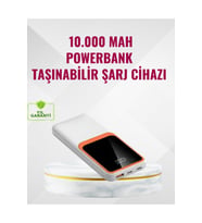 Powerbank 10000 mAh – Çift USB Çıkışlı, Type-C Girişli, Şık Beyaz Tasarım