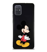 Samsung Galaxy A71 Soft Premier Kapak Mickey Mouse-D Tasarımlı Silikon Kılıf - Siyah (Şeffaf)