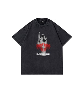 Trendiz Unisex Darkside Yıkamalı Gri Tshirt