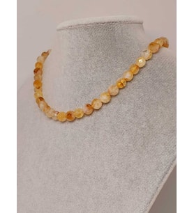 Sitrin Taşı Faset Kesim Kolye 8mm (Sabit Klipsli) (42550)