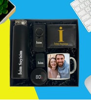 Kişiye Özel Premium Kutu Dijital Göstergeli Termos Bardak Fotoğraflı Kupa Bardak Lüx Metal Anahtarlık Metal Çakmak Erkek Cüzdan