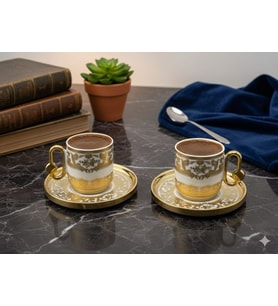 DECO VİEN VİNTAGE GOLD 2'Lİ PORSELEN KAHVE FİNCAN TAKIMI