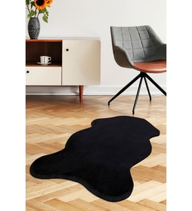 Dijidekor Peluş Halı Siyah Cool Yıkanabilir Şekilli Kesme Post Yolluk Kilim Salon Halısı Modelleri