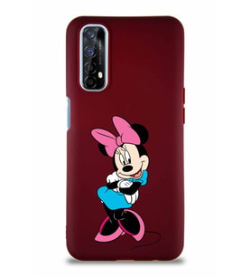 Realme 7 Soft Premier Kapak Minnie Mouse-D Tasarımlı Silikon Kılıf - Mürdüm (Şeffaf)